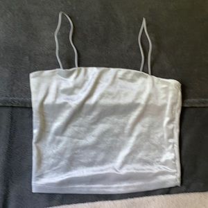 Light blue velvet crop top from Garage in size XS